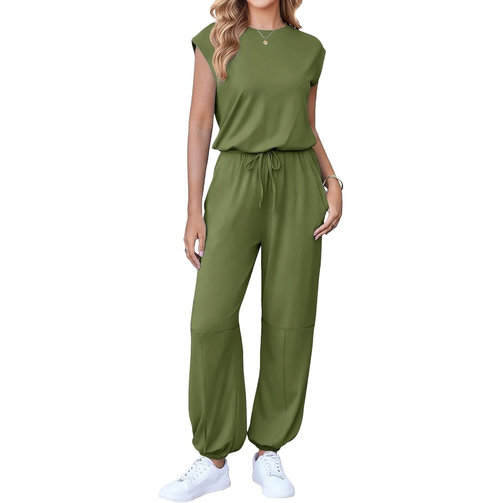 image:imageEkouaer Womens Jumpsuit Casual One Piece Summer Vacation Outfit with PocketArmy Green