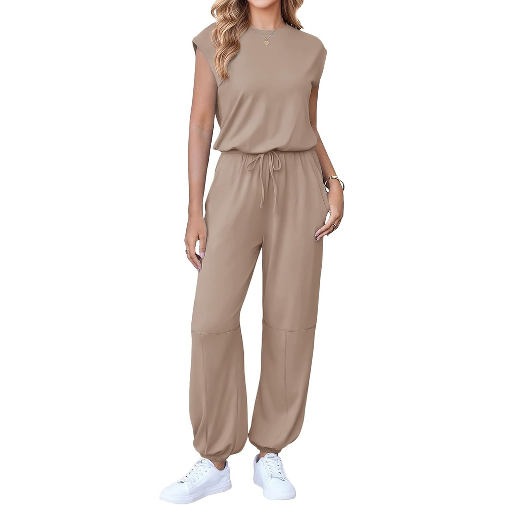 image:imageEkouaer Womens Jumpsuit Casual One Piece Summer Vacation Outfit with PocketKhaki