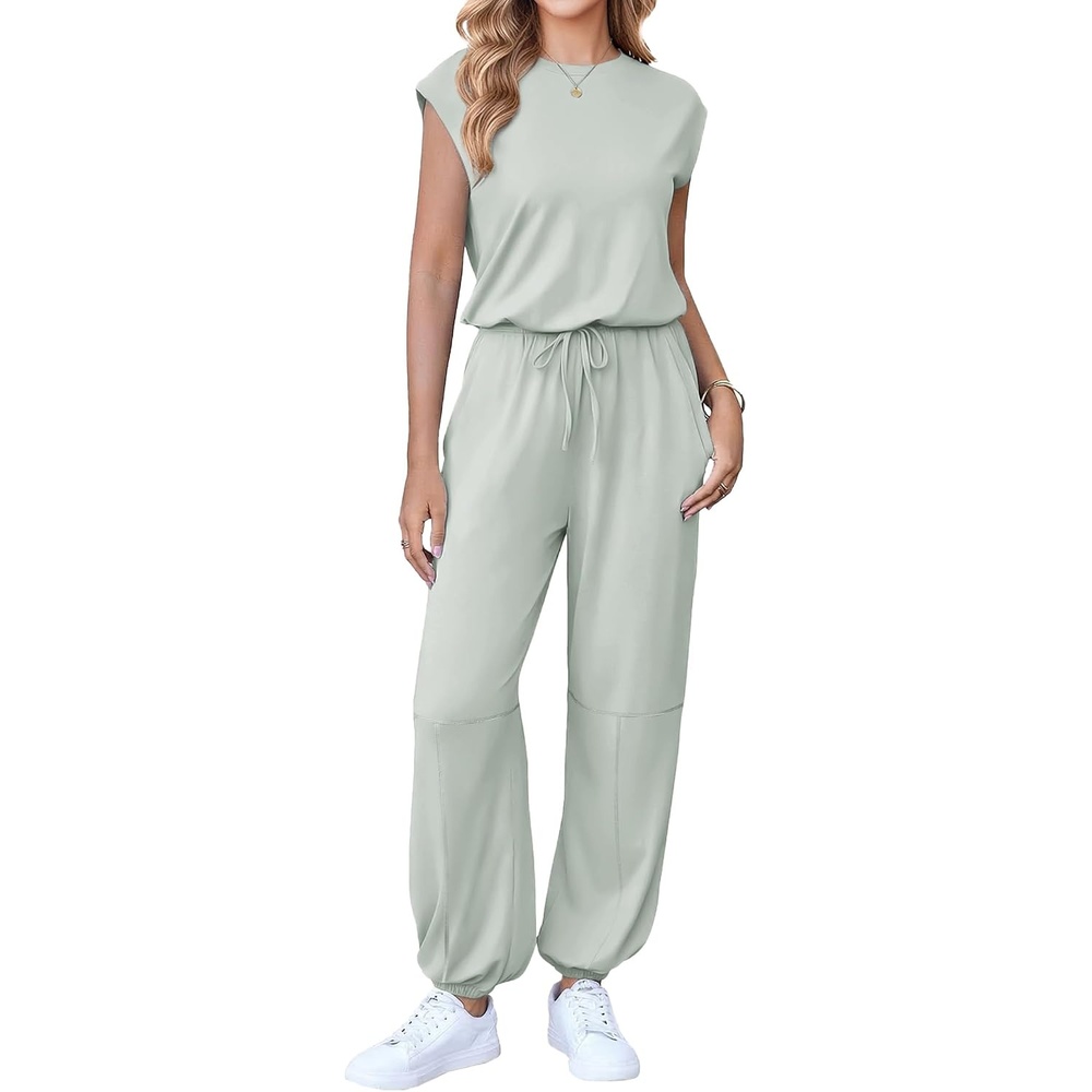 image:imageEkouaer Womens Jumpsuit Casual One Piece Summer Vacation Outfit with PocketLight Green