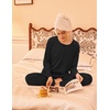 Ekouaer 2 Pack Womens Pajama Sets Long Sleeve Long Pants Pjs Loungewear(Black/Light Grey Stars)