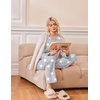 Ekouaer 2 Pack Womens Pajama Sets Long Sleeve Long Pants Pjs Loungewear(Black/Light Grey Stars)