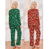Ekouaer 2 Pack Womens Pajama Sets Long Sleeve Long Pants Pjs Loungewear(Christmas Red/Christmas Green)