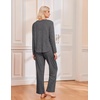 Ekouaer 2 Pack Womens Pajama Sets Long Sleeve Long Pants Pjs Loungewear(Dark Grey/Grey Striped)
