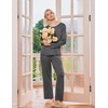 Ekouaer 2 Pack Womens Pajama Sets Long Sleeve Long Pants Pjs Loungewear(Dark Grey/Grey Striped)