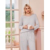 Ekouaer 2 Pack Womens Pajama Sets Long Sleeve Long Pants Pjs Loungewear(Dark Grey/Grey Striped)