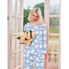 Ekouaer 2 Pack Womens Pajama Sets Long Sleeve Long Pants Pjs Loungewear(Light Blue Daisy/Apricot Butterfly)