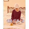 Ekouaer 2 Pack Womens Pajama Sets Long Sleeve Long Pants Pjs Loungewear(Navy Plaid/Wine Plaid)