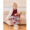 Ekouaer 2 Pack Womens Pajama Sets Long Sleeve Long Pants Pjs Loungewear(Navy Plaid/Wine Plaid)