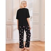 Ekouaer 2 Pack Womens Pajamas Sets Short Sleeve Long Pants Pjs Lounge Set(Black Butterfly/Pink Butterfly)