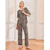 Ekouaer 2 Pack Womens Pajamas Sets Short Sleeve Long Pants Pjs Lounge Set(Black/Leopard)