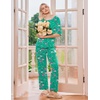 Ekouaer 2 Pack Womens Pajamas Sets Short Sleeve Long Pants Pjs Lounge Set(Green Flamingo/Black Stars)