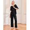 Ekouaer 2 Pack Womens Pajamas Sets Short Sleeve Long Pants Pjs Lounge Set(Grey Striped/Black Stars)