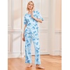 Ekouaer 2 Pack Womens Pajamas Sets Short Sleeve Long Pants Pjs Lounge Set(Pink Bow/Blue Bow)