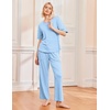 Ekouaer 2 Pack Womens Pajamas Sets Short Sleeve Long Pants Pjs Lounge Set(Rose Heart/Light Blue Striped)