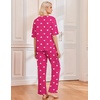 Ekouaer 2 Pack Womens Pajamas Sets Short Sleeve Long Pants Pjs Lounge Set(Rose Heart/Light Blue Striped)
