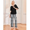 Ekouaer 2 Pack Womens Pajamas Sets Short Sleeve Long Pants Pjs Lounge Set(Rose Plaid/Black Plaid)