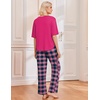 Ekouaer 2 Pack Womens Pajamas Sets Short Sleeve Long Pants Pjs Lounge Set(Rose Plaid/Black Plaid)
