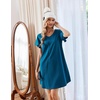 Ekouaer Cotton Nightgowns for Women 3 Pack Short Sleeve Sleepshirts T-shirt(Black/Blue Green/Wine Red)