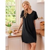 Ekouaer Cotton Nightgowns for Women 3 Pack Short Sleeve Sleepshirts T-shirt(Black/Blue Green/Wine Red)