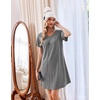 Ekouaer Cotton Nightgowns for Women 3 Pack Short Sleeve Sleepshirts T-shirt(Black/Grey/Blue Green)