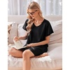 Ekouaer Cotton Nightgowns for Women 3 Pack Short Sleeve Sleepshirts T-shirt(Black/Grey/Blue Green)