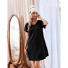 Ekouaer Cotton Nightgowns for Women 3 Pack Short Sleeve Sleepshirts T-shirt(Black/Grey/Leopard)