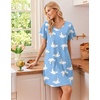 Ekouaer Cotton Nightgowns for Women 3 Pack Short Sleeve Sleepshirts T-shirt(Pink Floral/Purple Star/Blue Moon)