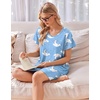 Ekouaer Cotton Nightgowns for Women 3 Pack Short Sleeve Sleepshirts T-shirt(Pink Floral/Purple Star/Blue Moon)