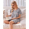 Ekouaer Cotton Nightgowns for Women 3 Pack Short Sleeve Sleepshirts T-shirt(Pink Flower/Coffee/Moon)