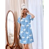 Ekouaer Cotton Nightgowns for Women 3 Pack Short Sleeve Sleepshirts T-shirt(Pink Flower/Coffee/Moon)