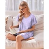 Ekouaer Cotton Nightgowns for Women 3 Pack Short Sleeve Sleepshirts T-shirt(Purple Flower/Pink Floral/Blue Floral)