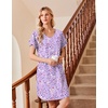 Ekouaer Cotton Nightgowns for Women 3 Pack Short Sleeve Sleepshirts T-shirt(Purple Star/Coffee Cup/Blue Butterfly)