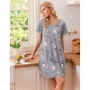 Ekouaer Cotton Nightgowns for Women 3 Pack Short Sleeve Sleepshirts T-shirt(Sheep/Coffee Cup/Blue Butterfly)