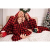Ekouaer Family Christmas Onesie Pajamas Matching Sets Hooded One Piece Pjs(Family Christmas Buffalo Plaid Print)