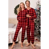 Ekouaer Family Christmas Onesie Pajamas Matching Sets Hooded One Piece Pjs(Family Christmas Buffalo Plaid Print)