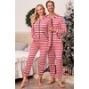 Ekouaer Family Christmas Onesie Pajamas Matching Sets Hooded One Piece Pjs(Family Red Striped Print)