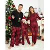 Ekouaer Family Christmas Pajamas Matching Sets Pjs Holiday Lounge Sets(Black Red-buffalo Plaid)