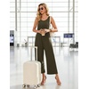 Ekouaer Jumpsuits for Women Casual Summer Sleeveless Rompers Travel Outfits(Army Green)