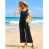 Ekouaer Jumpsuits for Women Casual Summer Sleeveless Rompers Travel Outfits(Black)