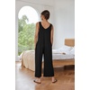 Ekouaer Jumpsuits for Women Casual Summer Sleeveless Rompers Travel Outfits(Black)