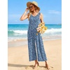 Ekouaer Jumpsuits for Women Casual Summer Sleeveless Rompers Travel Outfits(Blue Flower)
