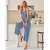 Ekouaer Jumpsuits for Women Casual Summer Sleeveless Rompers Travel Outfits(Blue Flower)