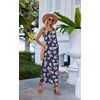 Ekouaer Jumpsuits for Women Casual Summer Sleeveless Rompers Travel Outfits(Blue/White Flower)