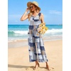 Ekouaer Jumpsuits for Women Casual Summer Sleeveless Rompers Travel Outfits(Grey Boho Print)