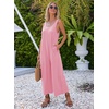 Ekouaer Jumpsuits for Women Casual Summer Sleeveless Rompers Travel Outfits(Pink)