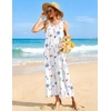 Ekouaer Jumpsuits for Women Casual Summer Sleeveless Rompers Travel Outfits(White/Watercolor Flowers)