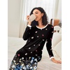 Ekouaer Long Nightgowns for Women Long Sleeve Night Gown Nightshirt(Black Butterfly)