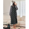 Ekouaer Long Nightgowns for Women Long Sleeve Night Gown Nightshirt(Black Daisy)