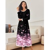 Ekouaer Long Nightgowns for Women Long Sleeve Night Gown Nightshirt(Black Sakura)