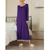 Ekouaer Long Nightgowns for Women Long Sleeve Night Gown Nightshirt(Purple)